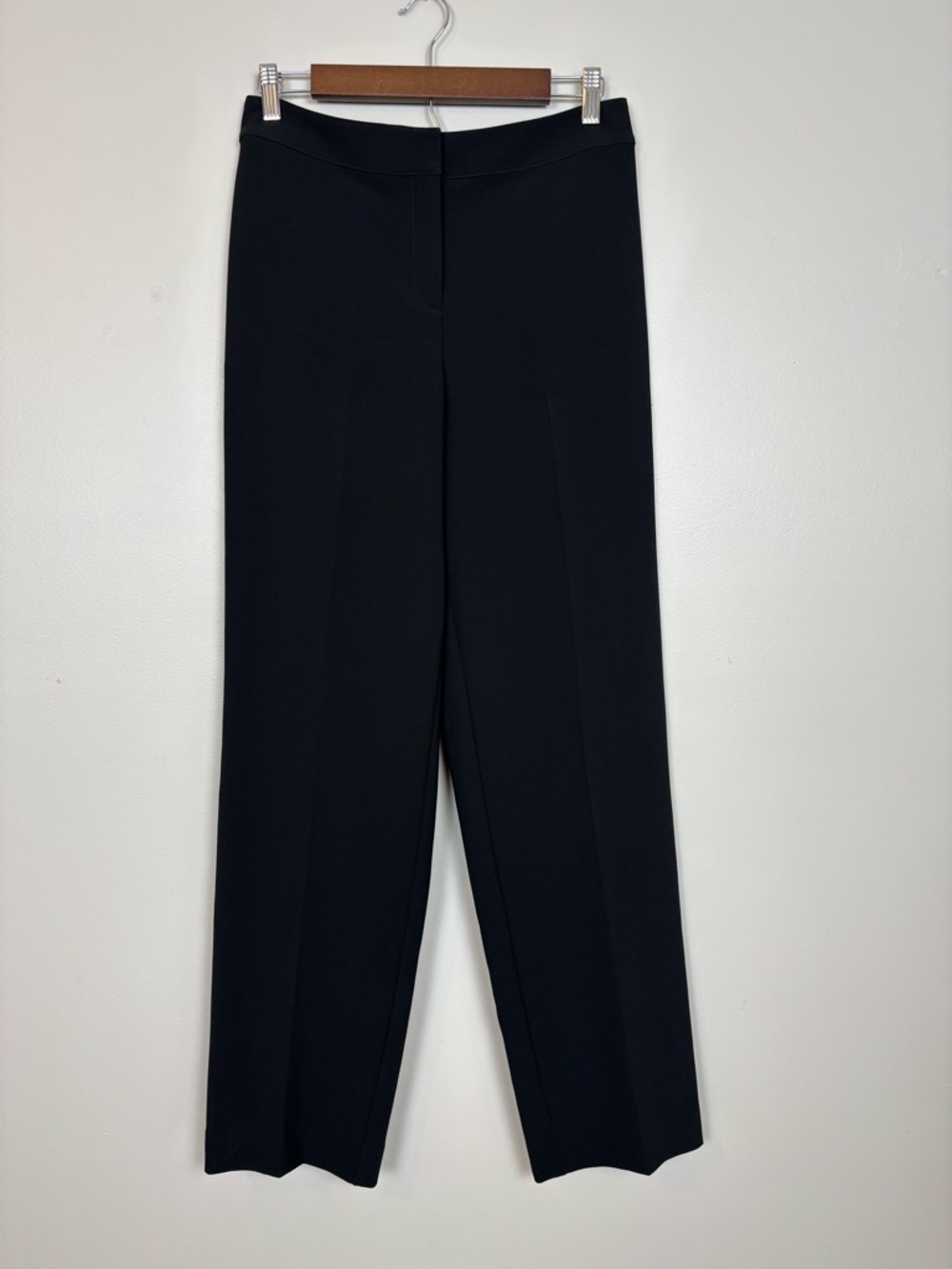 St John Caviar Pants Womens 6 Diana Marocain Straight Leg Career Slacks in Black